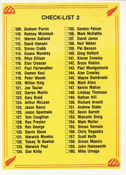 1991 Regina NZRFU 1st Edition #217 Checklist 2 Front